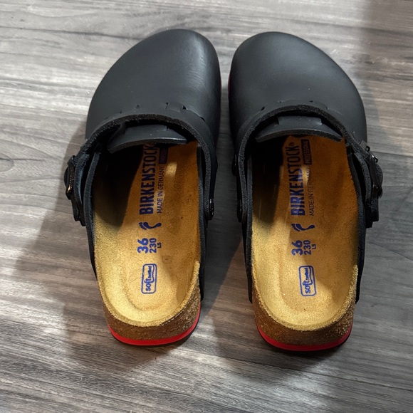 Birkenstock Kay SL 36 black red bottoms like new - Picture 2 of 4